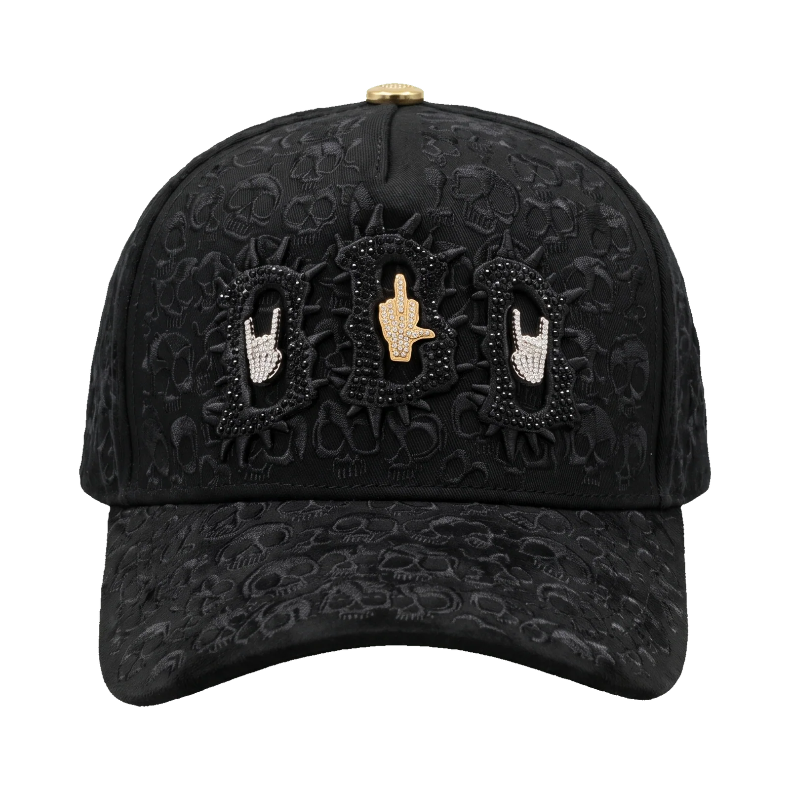EL BARBAS HATS Black Skulls Rock – vista frontal